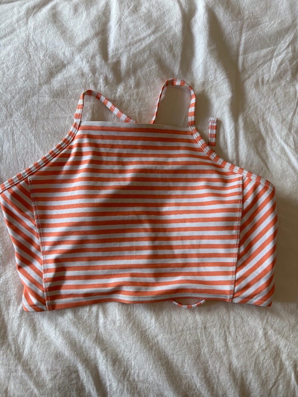 Albion fit orange stripe switchback crop bikini top- orange